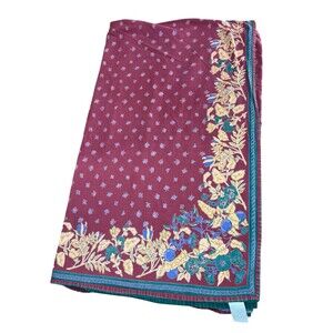 Vintage Williams Sonoma French Country Red Cottage Butterfly Tablecloth 70x90